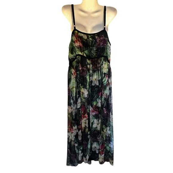 Lane Bryant 24 Plus Maxi Dress Lined Strappy Bodice Floral Tropical Cruise Fairy - Picture 5 of 16